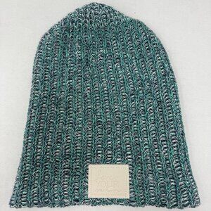 Love Your Melon Beanie Aqua Turquoise Speckled Knit Hat USA Cotton White Patch